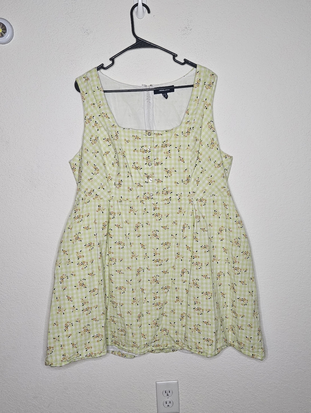 ModCloth Light Yellow Ditsy Floral Babydoll Dress 2X Cottagecore Sleeveless